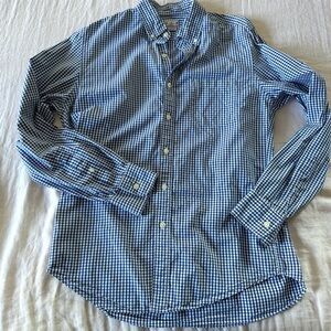 J. Crew Men’s Navy Gingham Cotton Tailored Fit Button Down, Medium